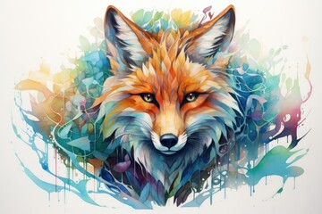 watercolor Fox Hand painted Watercolor illustration of Fox