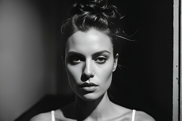 a black and white portrait of a woman, generative ai