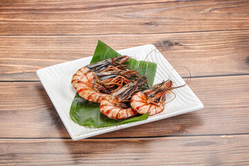 Cooked tiger prawn in the pate