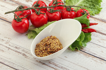 Mustard seeds sauce in the bowl