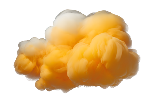 yellow cloud isolated on transparent background - design element PNG cutout