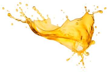 yellow liquid splash isolated on transparent background - design element PNG cutout