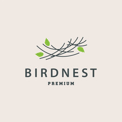 Fototapeta premium Bird Nest Logo, Bird House Shelter Vector, Modern Line Vintage Design Minimalist Style Symbol Template