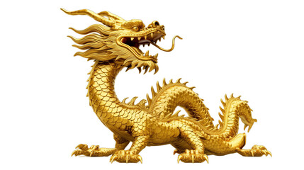 Fototapeta na wymiar Golden Chinese dragon isolated on transparent background, Generative ai
