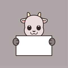 Cute Goat Holding a Blank Sign