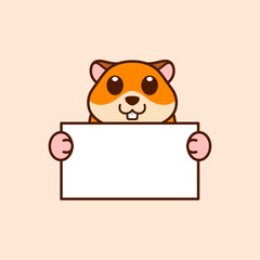 Fototapeta premium Cute Hamster Holding a Blank Sign