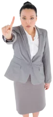Zelfklevend Fotobehang Aziatische plekken Digital png photo of asian businesswoman pointing on transparent background