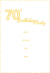Digital png illustration of yellow invitation for 70th birthday party on transparent background
