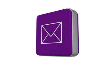 Digital png illustration of purple 3d computer icon with envelope on transparent background