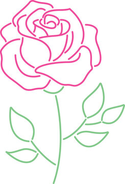 Digital png illustration of pink rose with green leaves on transparent background