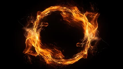 Poster Circle shape orange Fire flames. Isolated on black background ©  Mohammad Xte