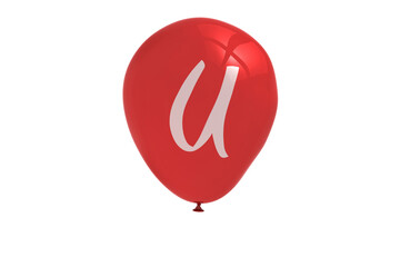 Obraz premium Digital png illustration of red balloon with u letter on transparent background