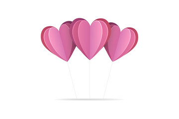 Digital png illustration of three pink paper hearts on transparent background