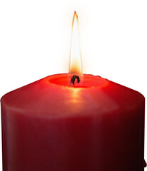 Digital png illustration of red burning candle on transparent background