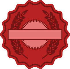 Digital png illustration of red badge with ears on transparent background