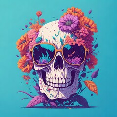 skull with flowers