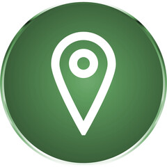 Digital png illustration of green circle with white map pin on transparent background