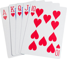 Digital png illustration of playing cards with hearts, numbers and letters on transparent background