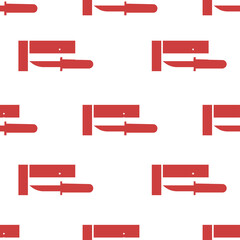 Digital png illustration of red knifes and rectangles repeated on transparent background