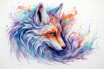 watercolor Fox Hand painted Watercolor illustration of Fox