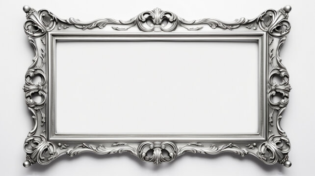 silver frame on white background, AI Generative.