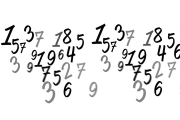 Digital png illustration of black, grey and white numbers on transparent background