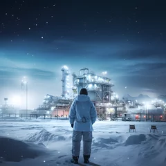 Fotobehang Arctic Research Station Oversight © Stock Creator