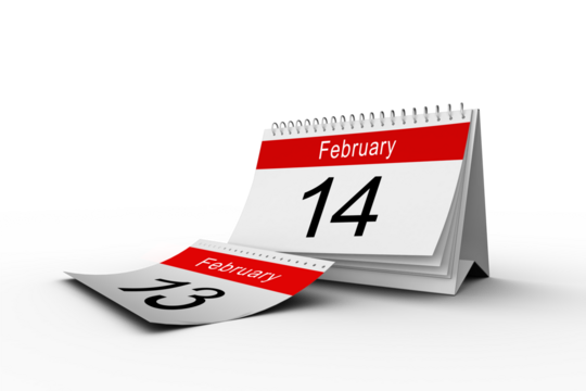 Digital png illustration of calendar pages with february on transparent background