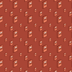 Digital png illustration of red pattern of repeated books on transparent background