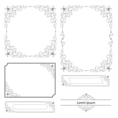 Set of Decorative vintage frames and borders set. Vector design. floral ornament. Calligraphic frame and page decoration. Vector illustration