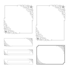 Set of Decorative vintage frames and borders set. Vector design. floral ornament. Calligraphic frame and page decoration. Vector illustration