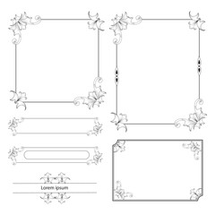 Set of Decorative vintage frames and borders set. Vector design. floral ornament. Calligraphic frame and page decoration. Vector illustration