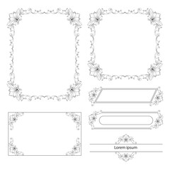 Set of Decorative vintage frames and borders set. Vector design. floral ornament. Calligraphic frame and page decoration. Vector illustration