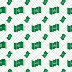 Digital png illustration of green pattern of repeated flags on transparent background