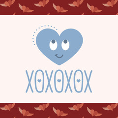 Digital png illustration of hearts with xoxoxox text on transparent background