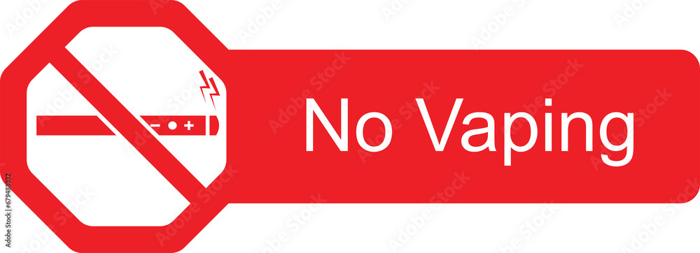 Poster digital png illustration of red negation symbol with no vaping text on transparent background
