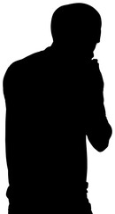 Digital png illustration of silhouette of sportsman on transparent background