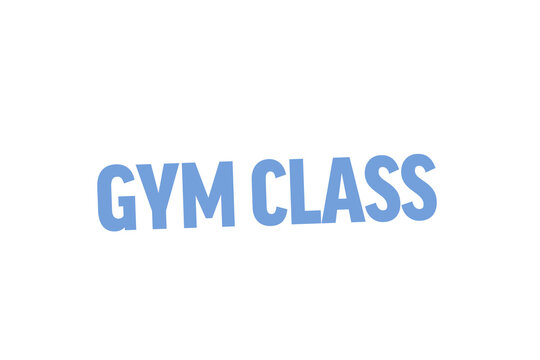 Digital png illustration of gym class text on transparent background