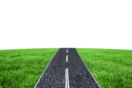 Digital png illustration of road and grass on transparent background - Powered by Adobe