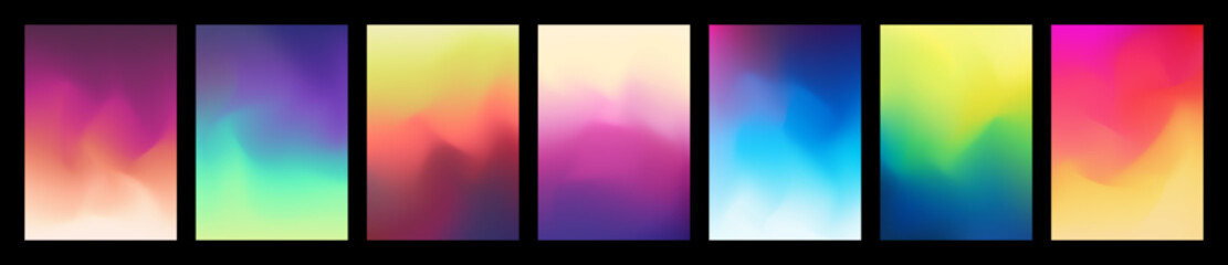 Set of Colorful Gradient Cover Designs. Abstract Fluid Background Images. Vector Illustration. - 679483881