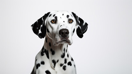 Adorable Dalmatian dog on white background. AI Generative