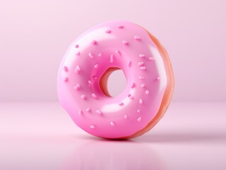 pink donut with vibrant color.