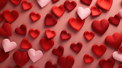 Red Heart shapes for valentines day background. generative ai