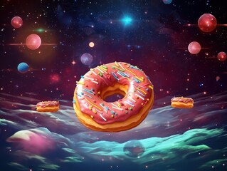 Donuts with cosmic and galactic background.