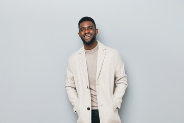 Obraz premium man african happy confident portrait young american smile emotion american smiling black
