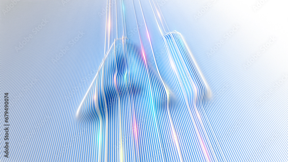 Aufkleber 3d render ai illustration of abstract background with lines and waves in blue and pink. high speed c