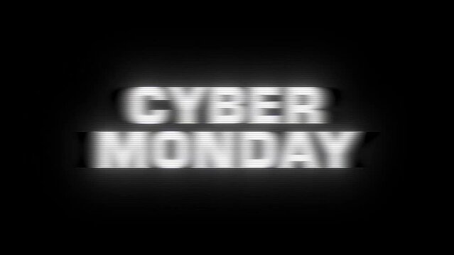 Cyber Monday glitch banner. Cyber Monday text with glitch effect. CyberMonday sale web banner for advertising. Retail sale ad animation, online shopping, promo video.