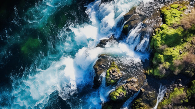 waterfall and rocks HD 8K wallpaper Stock Photographic Image 