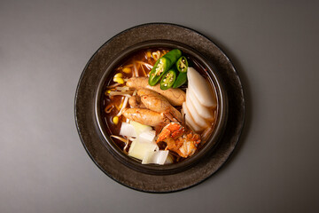 a spicy fish roe soup