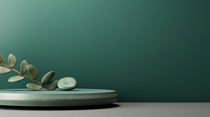 spa still life with stones and green leaf,pedestal for displaying products